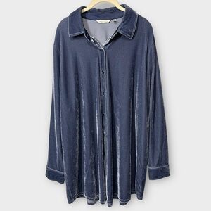 Soft Surroundings Velvet Velour Tunic Blouse Top Women's 1X Long Sleeve Shirt
